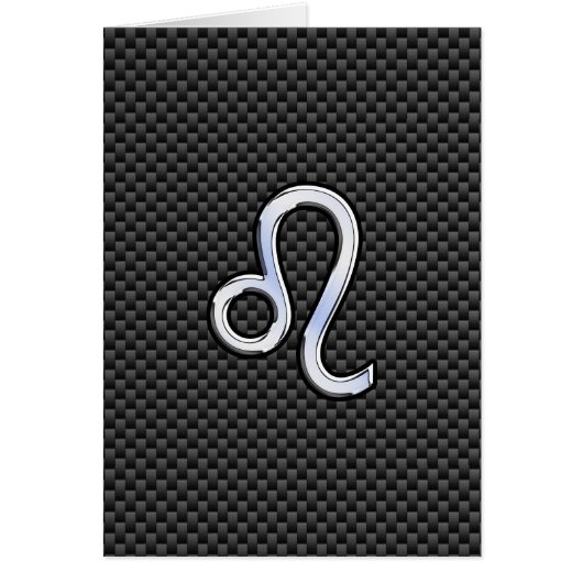 Silver Leo Zodiac-symbool op koolstofvezel afdrukk (Voorkant)