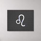 Silver Leo Zodiac-symbool op koolstofvezel afdrukk Canvas Afdruk (Voorkant)