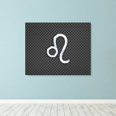 Silver Leo Zodiac-symbool op koolstofvezel afdrukk Canvas Afdruk (Insitu (Houten vloer))