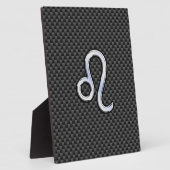 Silver Leo Zodiac-symbool op koolstofvezel afdrukk Fotoplaat (Zijkant)