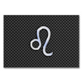 Silver Leo Zodiac-symbool op koolstofvezel afdrukk Kaart (Voorkant)