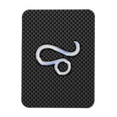 Silver Leo Zodiac-symbool op koolstofvezel afdrukk Magneet (Verticaal)