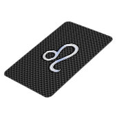 Silver Leo Zodiac-symbool op koolstofvezel afdrukk Magneet (Linkerzijde)