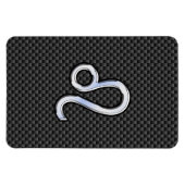 Silver Leo Zodiac-symbool op koolstofvezel afdrukk Magneet (Horizontaal)