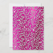 Silver Leopard Glitter Hot Pink Folie Birthday Kaart (Achterkant)