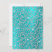 Silver Leopard Glitter Turquoise Blue Birthday Kaart (Achterkant)
