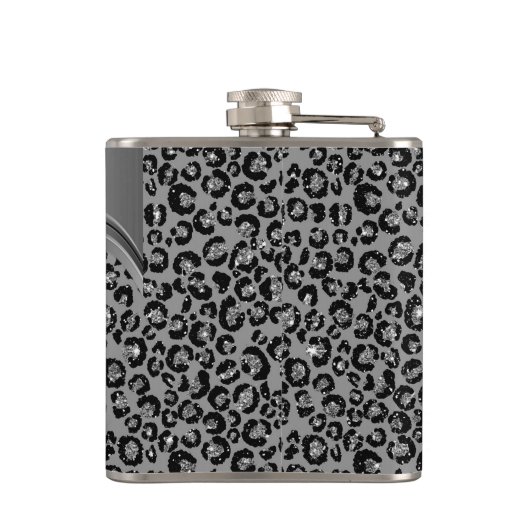 Silver Leopard Handgeschreven naam Metaal Heupfles (Achterkant)