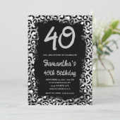 Silver Leopard Painted Black 40th Birthday Kaart (Staand voorkant)