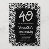Silver Leopard Painted Black 40th Birthday Kaart (Voorkant / Achterkant)