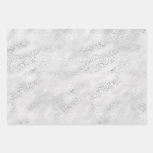 Silver Leopard Print Inpakpapier Vel (Voorkant 3)