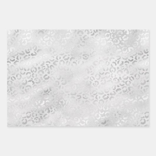 Silver Leopard Print Inpakpapier Vel (Voorkant)