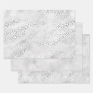 Silver Leopard Print Inpakpapier Vel