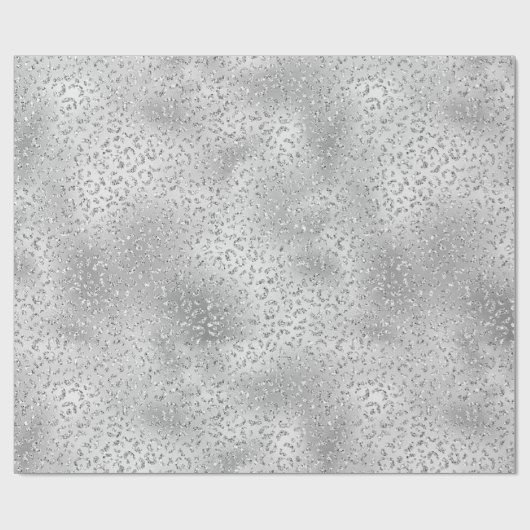 Silver Leopard Print Luxe Glitter   Cadeaupapier (Vlak)