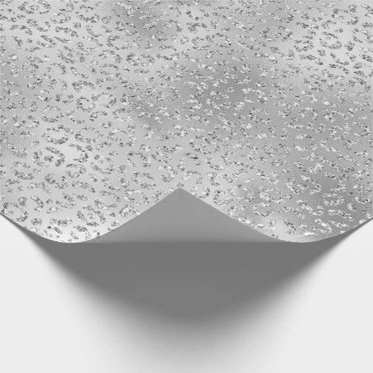 Silver Leopard Print Luxe Glitter   Cadeaupapier (Hoek)
