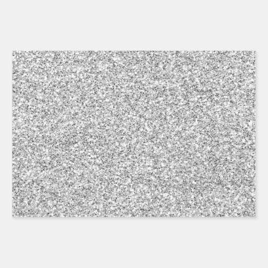 Silver Leopard Print Luxe Glitter Inpakpapier Vel (Voorkant)