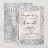 Silver Leopard Print Luxe Glitter Kaart (Voorkant / Achterkant)