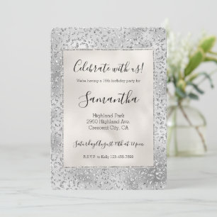 Silver Leopard Print Luxe Glitter Kaart