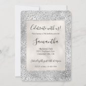 Silver Leopard Print Luxe Glitter Kaart (Voorkant)