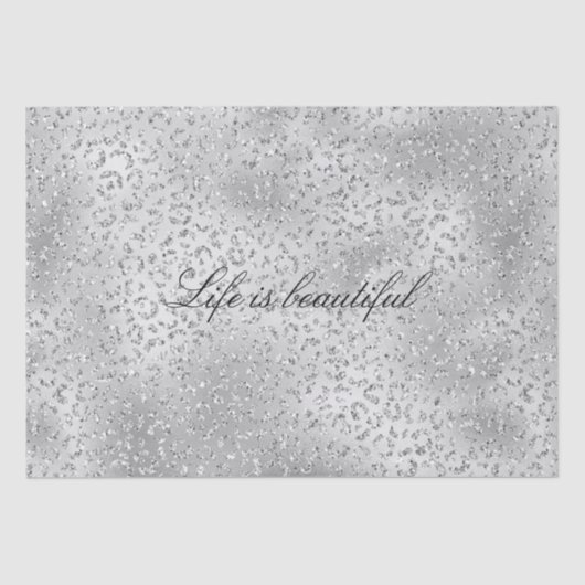 Silver Leopard Print Luxe Glitter        Tissuepapier (Voorkant)
