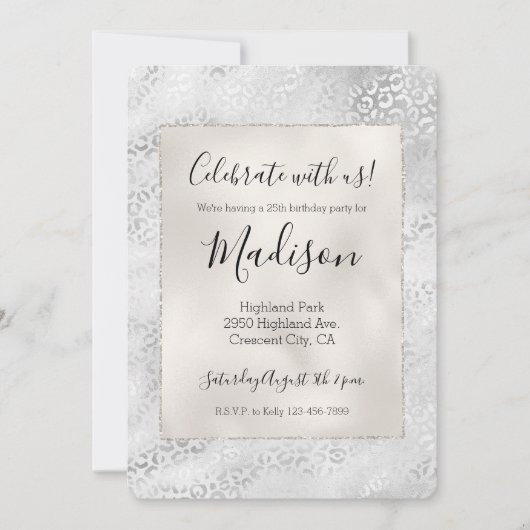 Silver Leopard Print op maat gemaakt Kaart (Voorkant)