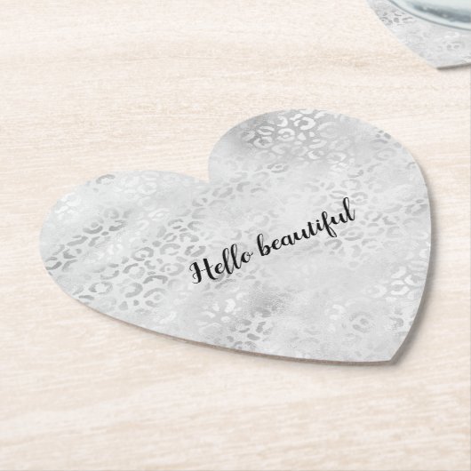 Silver Leopard Print op maat gemaakt Kartonnen Onderzetters (Gekanteld)