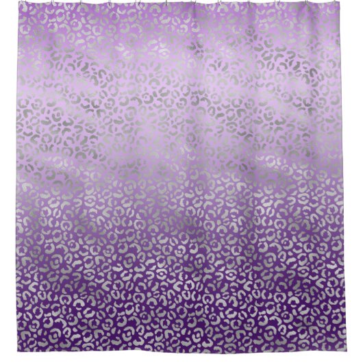 Silver Leopard Print Paars Ombre Douchegordijn