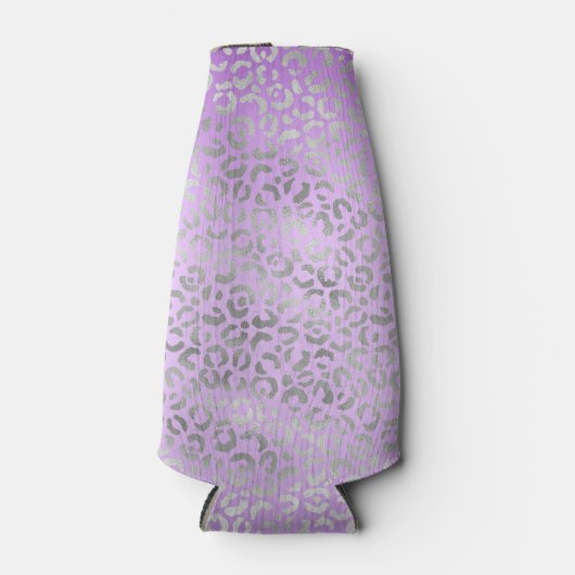 Silver Leopard Print Paars Ombre Flesjeskoeler (Voorkant)