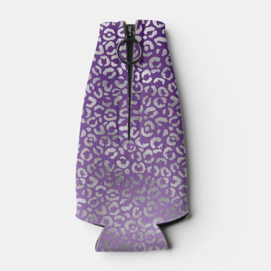 Silver Leopard Print Paars Ombre Flesjeskoeler (Achterkant)