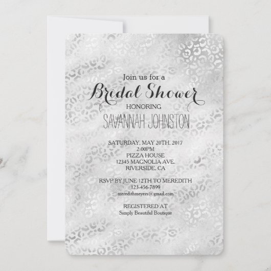 Silver Leopard Print vrijgezellenfeest Kaart (Voorkant)