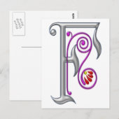 Silver Letter F, sierental II Print Briefkaart (Voorkant / Achterkant)
