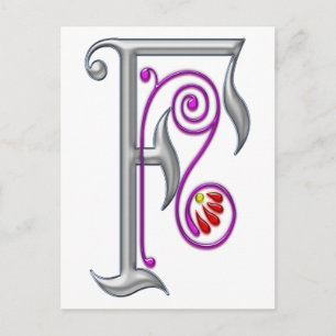 Silver Letter F, sierental II Print Briefkaart