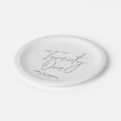 Silver Lettering 21-jarige verjaardag Papieren Bordje (Gekanteld)