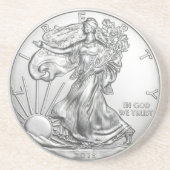 SILVER LIBERTY COIN ZANDSTEEN ONDERZETTER (Voorkant)