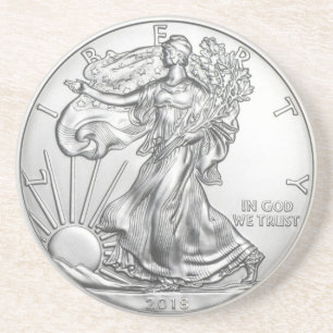 SILVER LIBERTY COIN ZANDSTEEN ONDERZETTER
