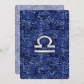 Silver Libra Zodiac Sign on blue digital camo (Voorkant / Achterkant)
