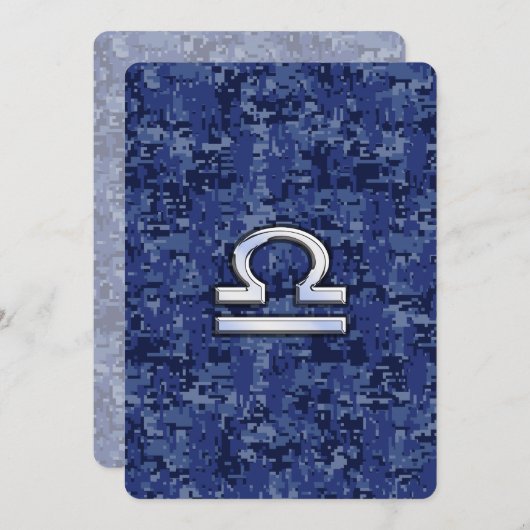 Silver Libra Zodiac Sign on blue digital camo (Voorkant / Achterkant)