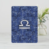 Silver Libra Zodiac Sign on blue digital camo (Staand voorkant)