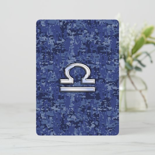 Silver Libra Zodiac Sign on blue digital camo (Staand voorkant)