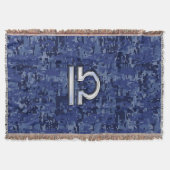 Silver Libra Zodiac Sign on blue digital camo Deken (Voorkant)