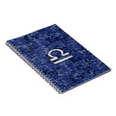 Silver Libra Zodiac Sign on blue digital camo Notitieboek (Rechterzijde)