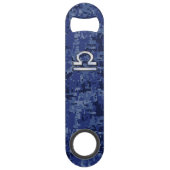 Silver Libra Zodiac Sign on blue digital camo Speed Flessenopener (Voorkant)