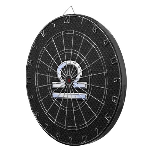 Silver Libra Zodiac Sign on zwarte slang skin styl Dartbord (Voorkant Rechts)