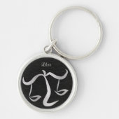 Silver Libra Zodiac Sign Sleutelhanger (Voorkant)