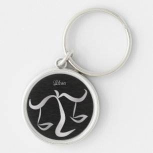 Silver Libra Zodiac Sign Sleutelhanger