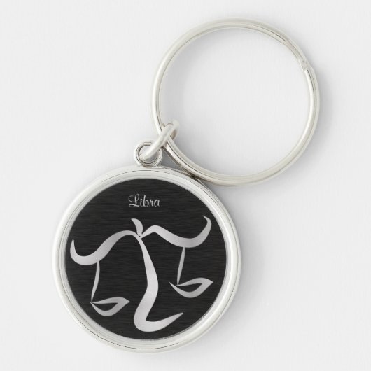 Silver Libra Zodiac Sign Sleutelhanger (Voorkant)