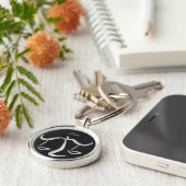 Silver Libra Zodiac Sign Sleutelhanger (Zijkant)