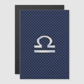 Silver Libra Zodiac Symbol Navy Blue Carbon Fiber (Voorkant / Achterkant)