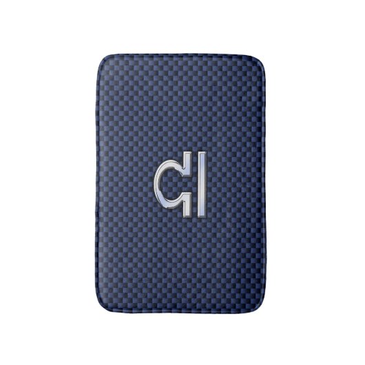 Silver Libra Zodiac Symbol Navy Blue Carbon Fiber Badmat (Voorkant Verticaal)