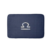 Silver Libra Zodiac Symbol Navy Blue Carbon Fiber Badmat (Voorkant)