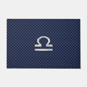 Silver Libra Zodiac Symbol Navy Blue Carbon Fiber Deurmat (Voorkant)